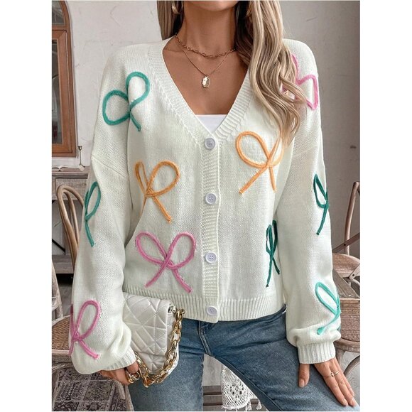 Women's Knitted Acrylic Oversized Cardigan Long Sleeve Button Up Fall Cozy - Picture 3 of 6